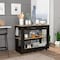 Tuhome Cala Kitchen Island 46, Six Casters, Two Drawers, Lower Open Shelf, Black/Light Oak AWD5779 - alternate 1